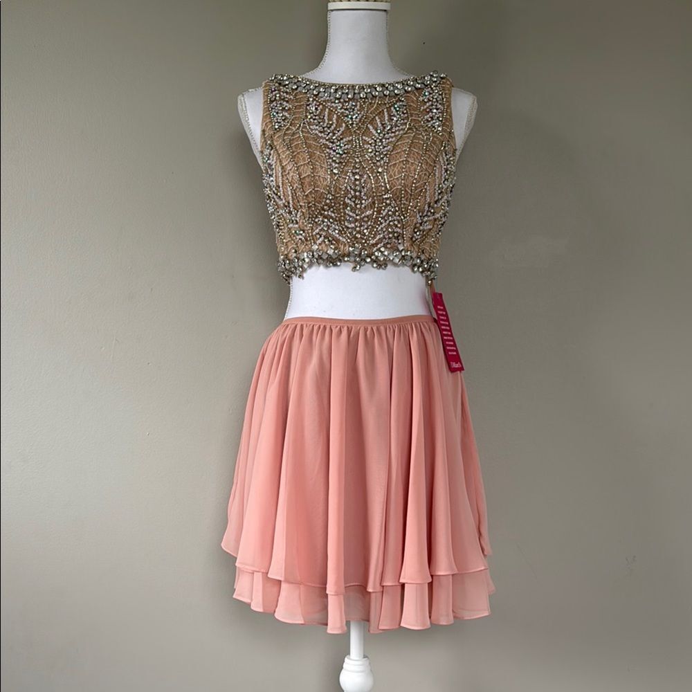 Terani Couture Two Piece Pink Beaded Dress size 2